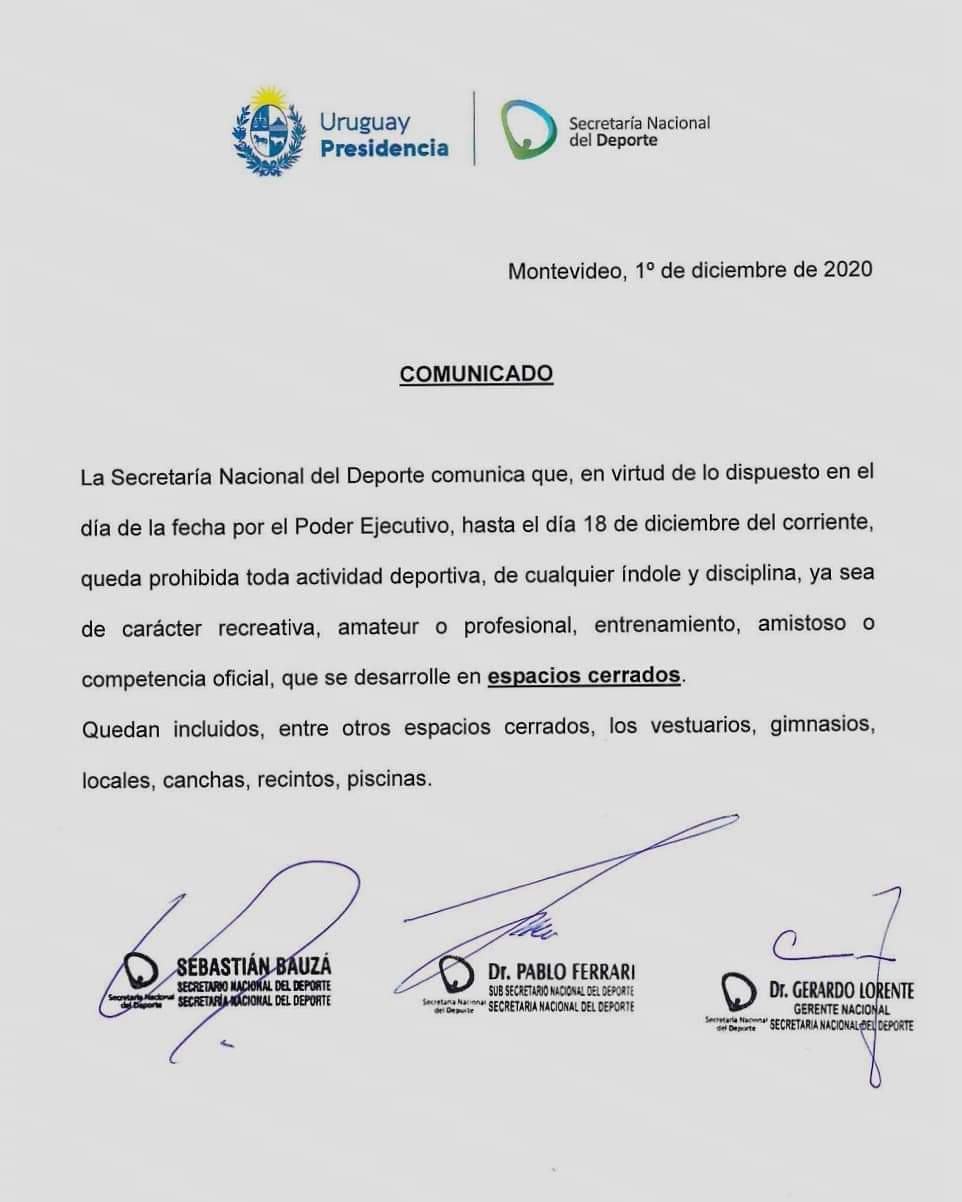 Comunicado Secretaría Nacional de Deportes